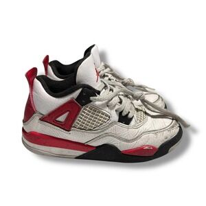 Nike Air Jordan 4 Retro‎ 2023 BQ7669-161 White Black Red Little Boys Size 1Y